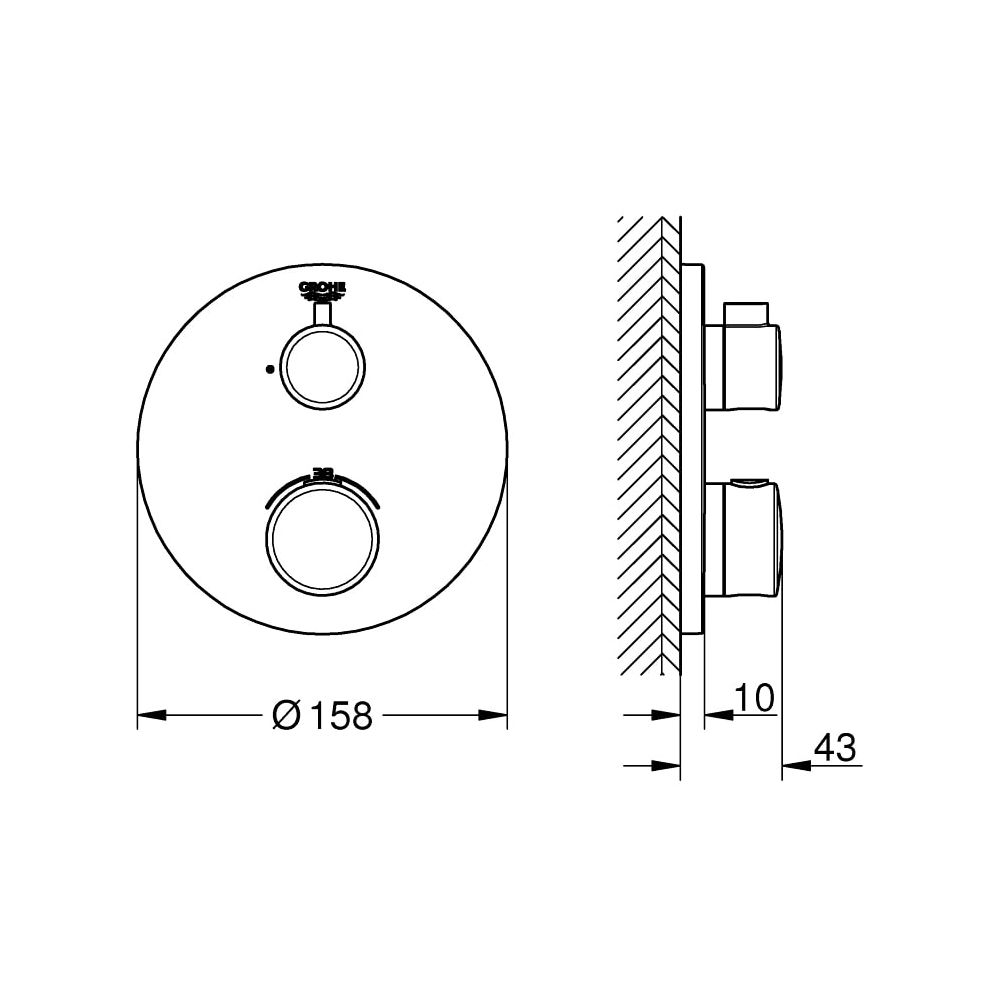 Grohe Grohtherm Thermostat mit 1 Absperrventil chrom 24075000... GROHE-24075000 4005176465987 (Abb. 4)