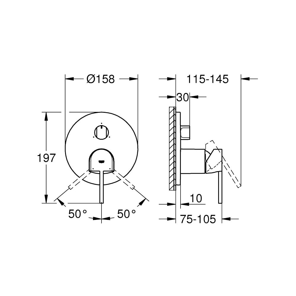 Grohe Plus Einhandbatterie mit 3-Wege Umstellung 24093DC3... GROHE-24093DC3 4005176574214 (Abb. 4)