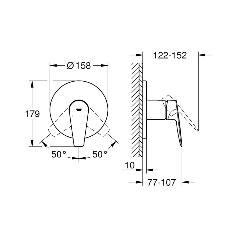 Grohe BauEdge Einhand-Brausebatterie 1/2" chrom 24161001... GROHE-24161001 4005176608803 (Abb. 6)