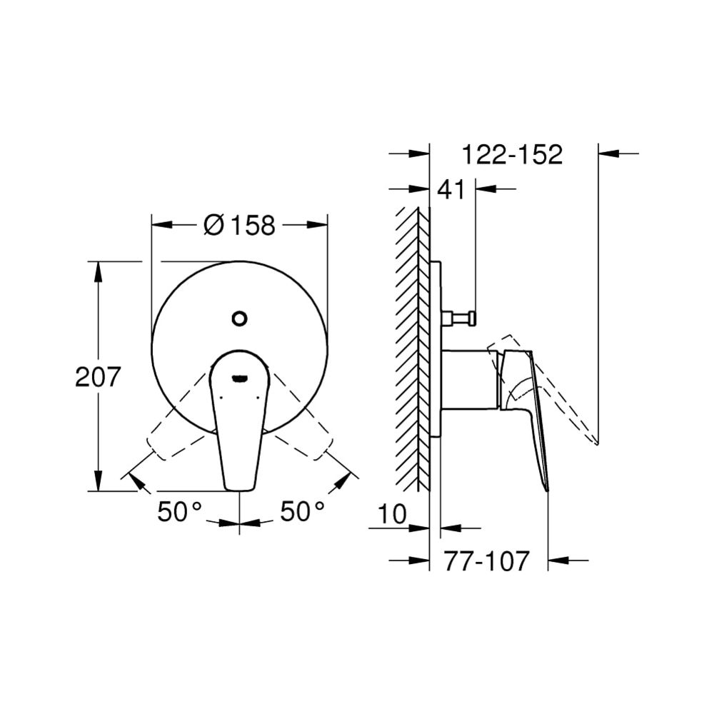 Grohe BauEdge Einhand-Wannenbatterie chrom 24162001... GROHE-24162001 4005176608810 (Abb. 6)