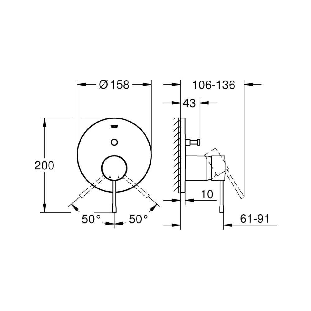 Grohe Essence Einhand-Wannenbatterie hard graphite 24167A01... GROHE-24167A01 4005176712227 (Abb. 5)