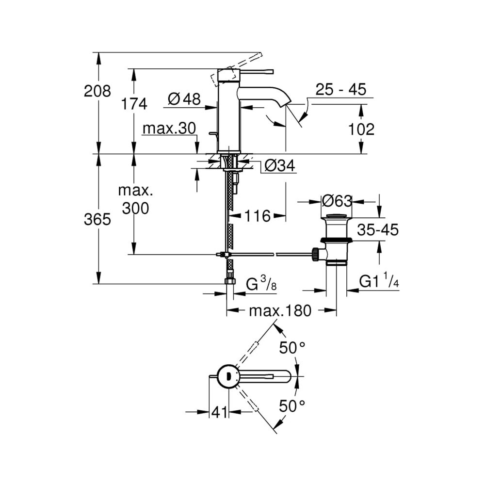 Grohe Essence Einhand-Waschtischbatterie 1/2" S-Size cool sunrise gebürstet 24171GN1... GROHE-24171GN1 4005176712036 (Abb. 3)