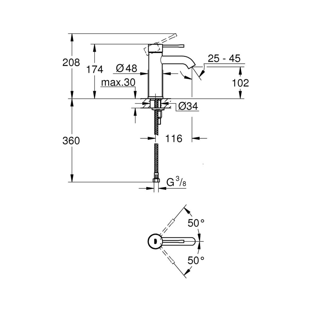 Grohe Essence Einhand-Waschtischbatterie 1/2" S-Size cool sunrise 24172GL1... GROHE-24172GL1 4005176712111 (Abb. 3)