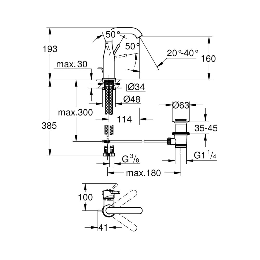 Grohe Essence Einhand-Waschtischbatterie 1/2" M-Size cool sunrise 24173GL1... GROHE-24173GL1 4005176711312 (Abb. 3)