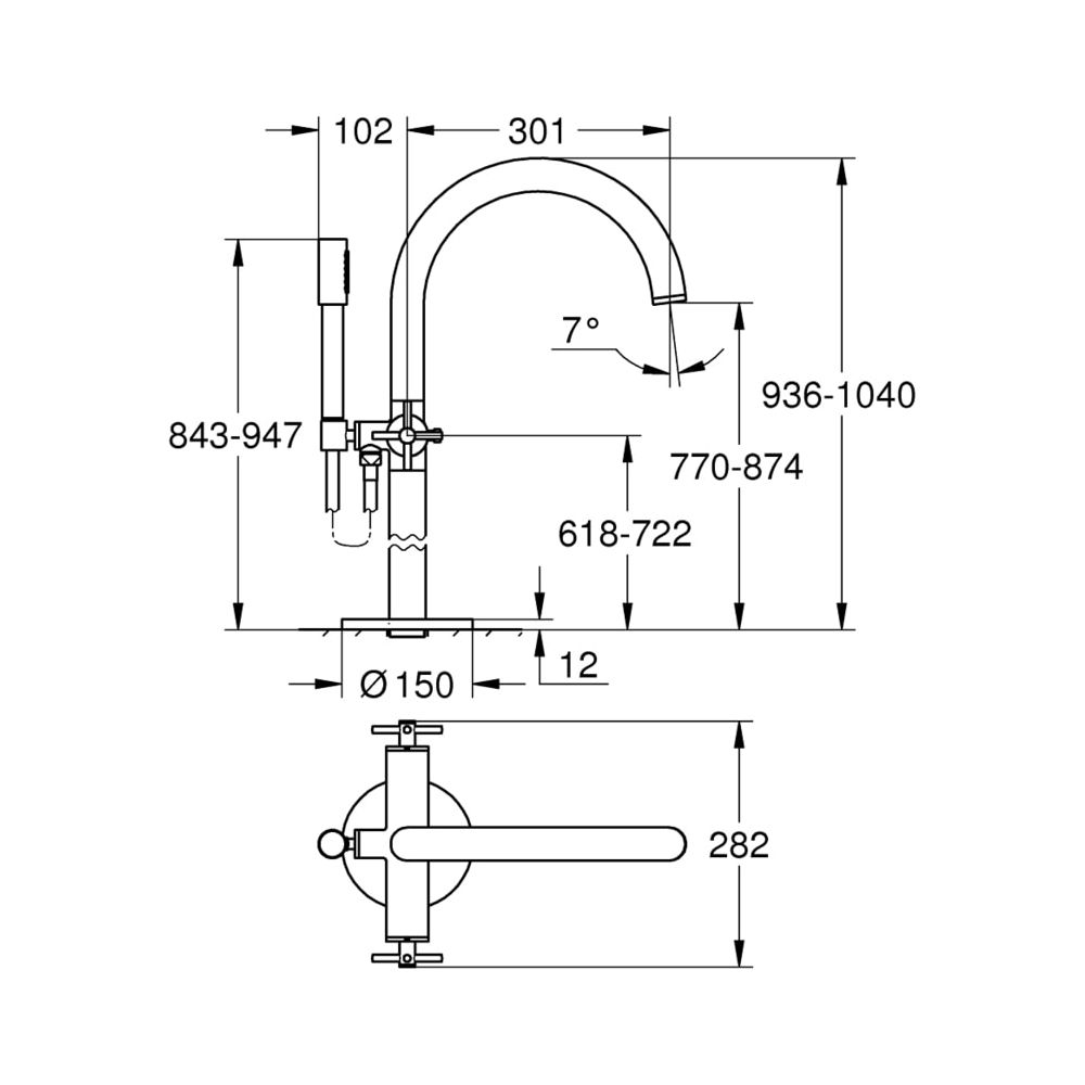 Grohe Atrio Wannenbatterie 1/2" warm sunset 25044DA3... GROHE-25044DA3 4005176493973 (Abb. 3)