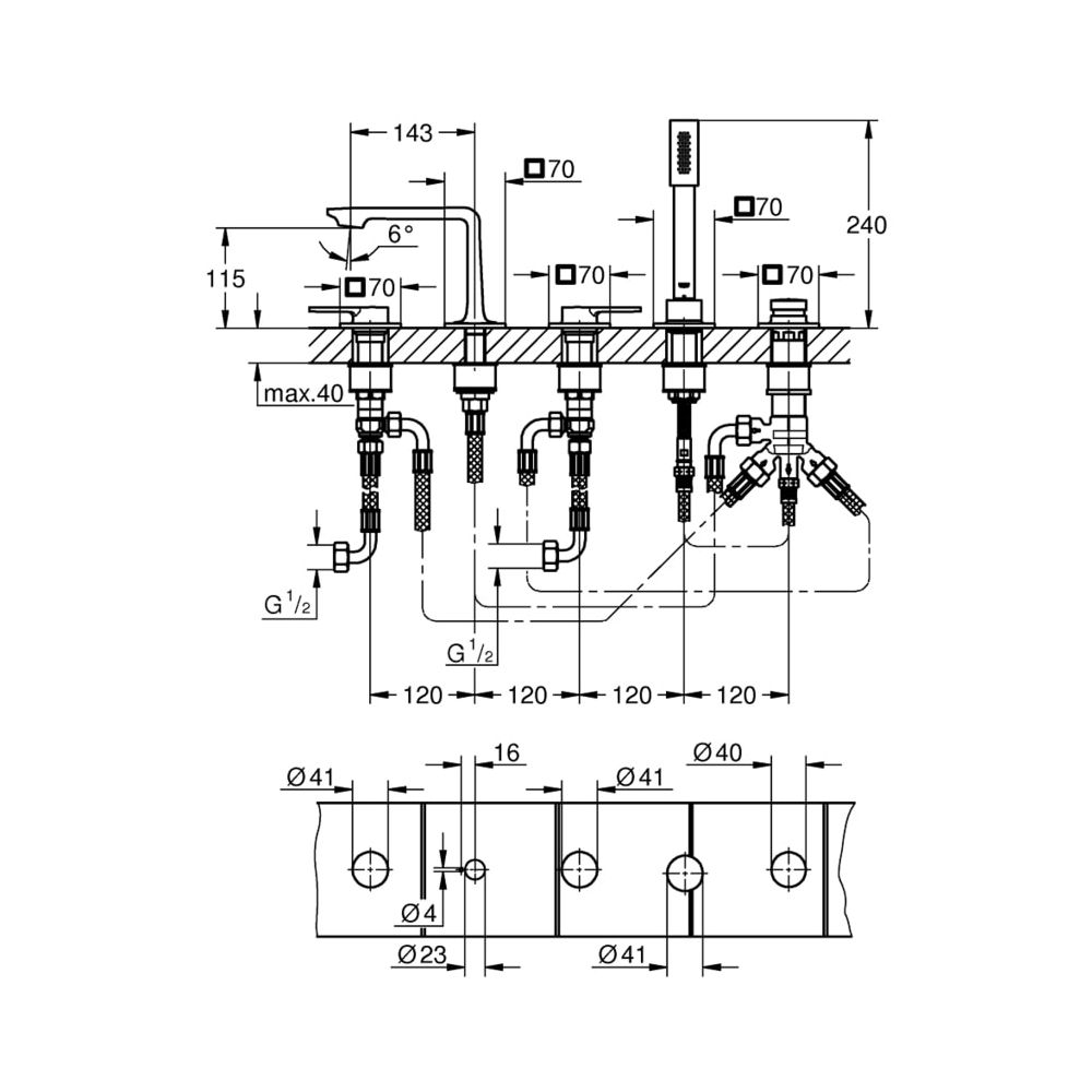 Grohe Allure 5-Loch-Wannen-Kombination chrom 25221001... GROHE-25221001 4005176509438 (Abb. 6)