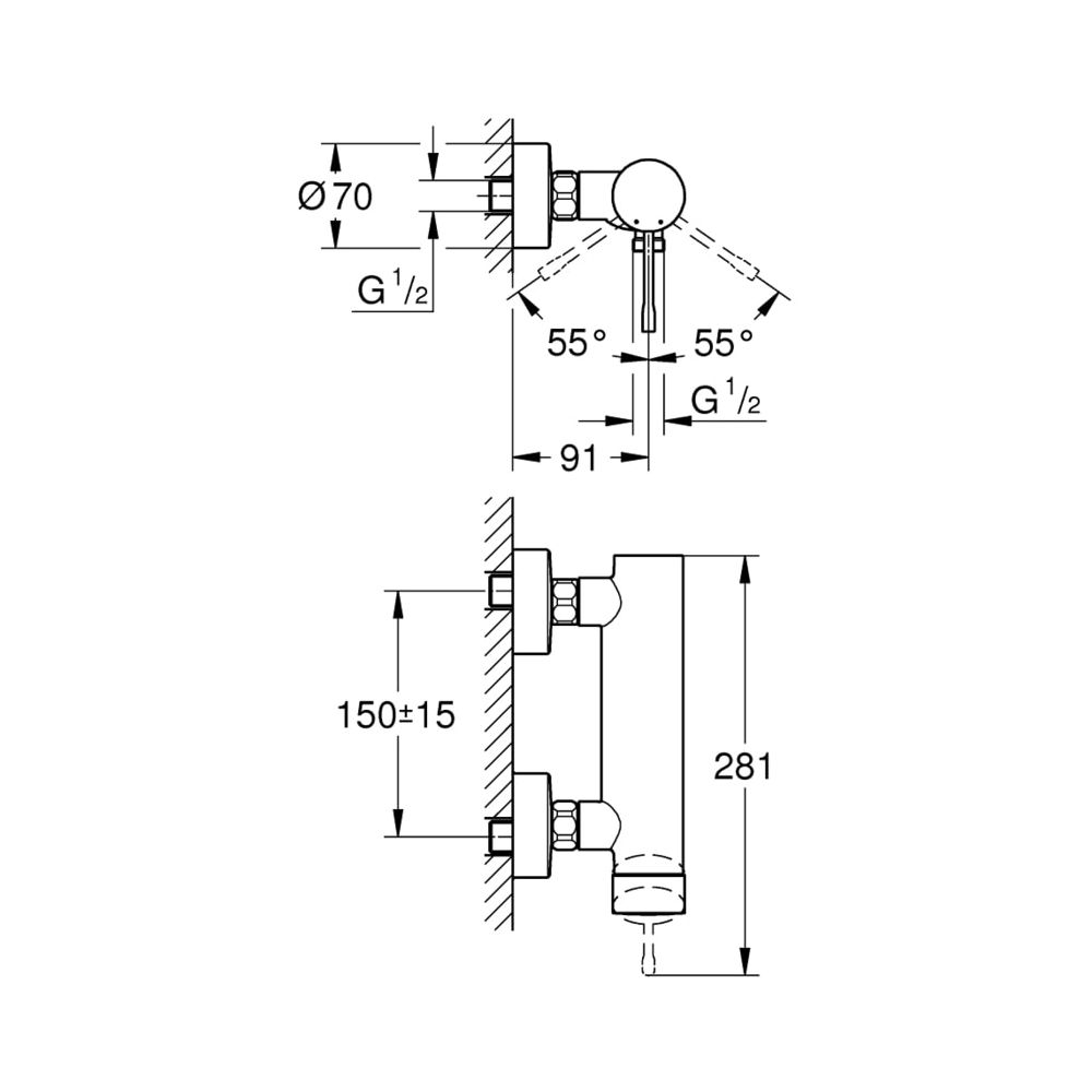 Grohe Essence Einhand-Brausebatterie 1/2" hard graphite 25252A01... GROHE-25252A01 4005176711183 (Abb. 3)