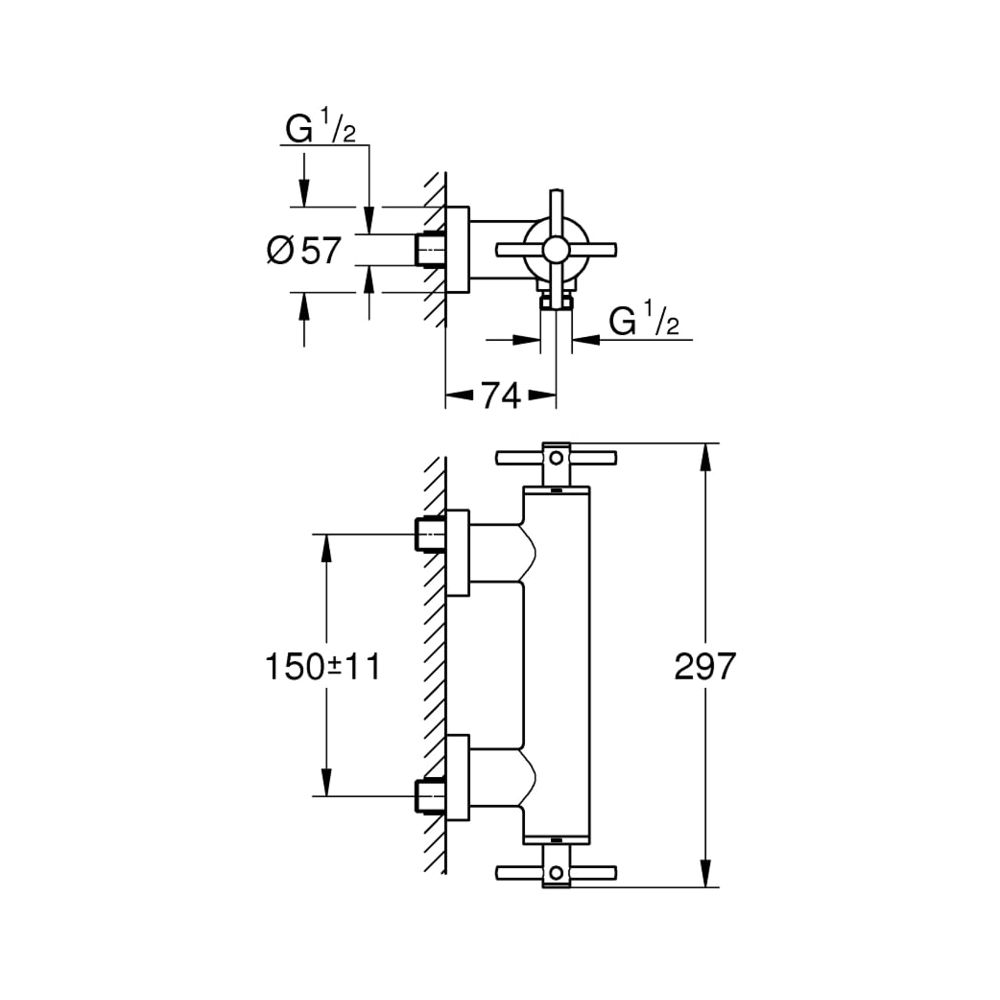 Grohe Atrio Brausebatterie 1/2" hard graphite gebürstet 26003AL3... GROHE-26003AL3 4005176455391 (Abb. 4)