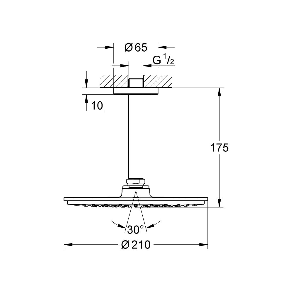 Grohe Rainshower Cosmopolitan 210 Kopfbrauseset Deckenauslass 142 mm chrom 26063000... GROHE-26063000 4005176937170 (Abb. 3)