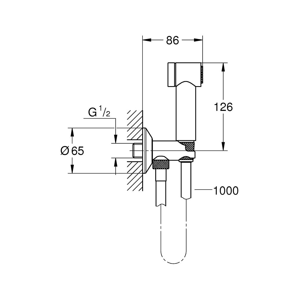 Grohe Sena Trigger Spray 35 Wandhalterset mit Absperrventil 1 Strahlart chrom 26329000... GROHE-26329000 4005176332128 (Abb. 3)