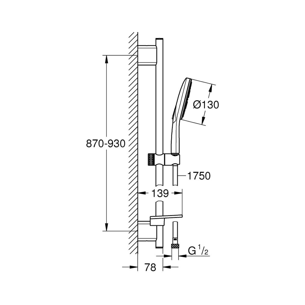 Grohe Rainshower SmartActive 130 Brausestangenset 3 Strahlarten chrom 26578000... GROHE-26578000 4005176485985 (Abb. 5)