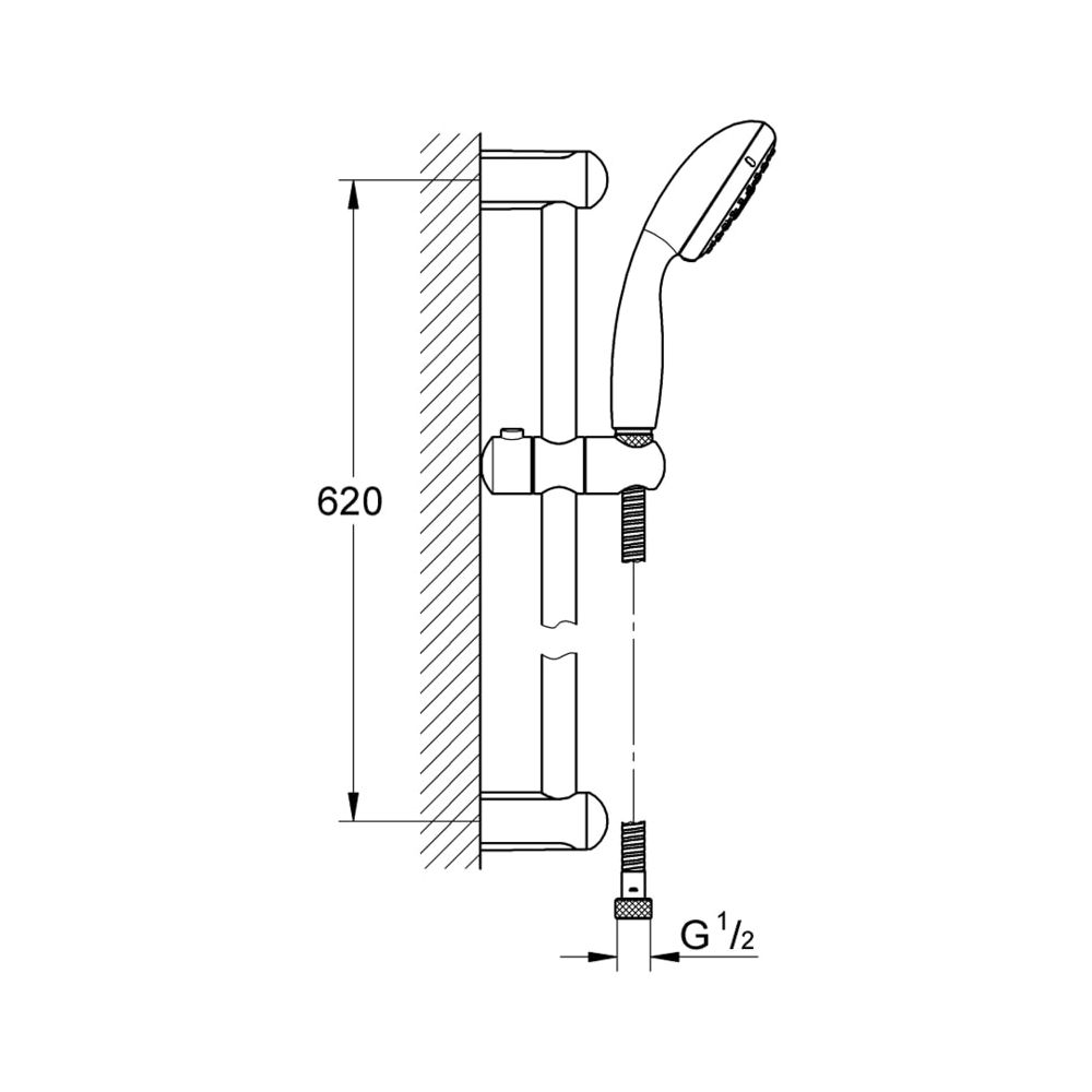 Grohe Tempesta 100 Brausestangenset 3 Strahlarten chrom 27794001... GROHE-27794001 4005176451737 (Abb. 5)