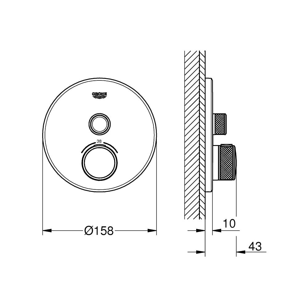 Grohe Grohtherm SmartControl Thermostat mit 1 Absperrventil hard graphite gebürstet 291... GROHE-29118AL0 4005176455049 (Abb. 4)