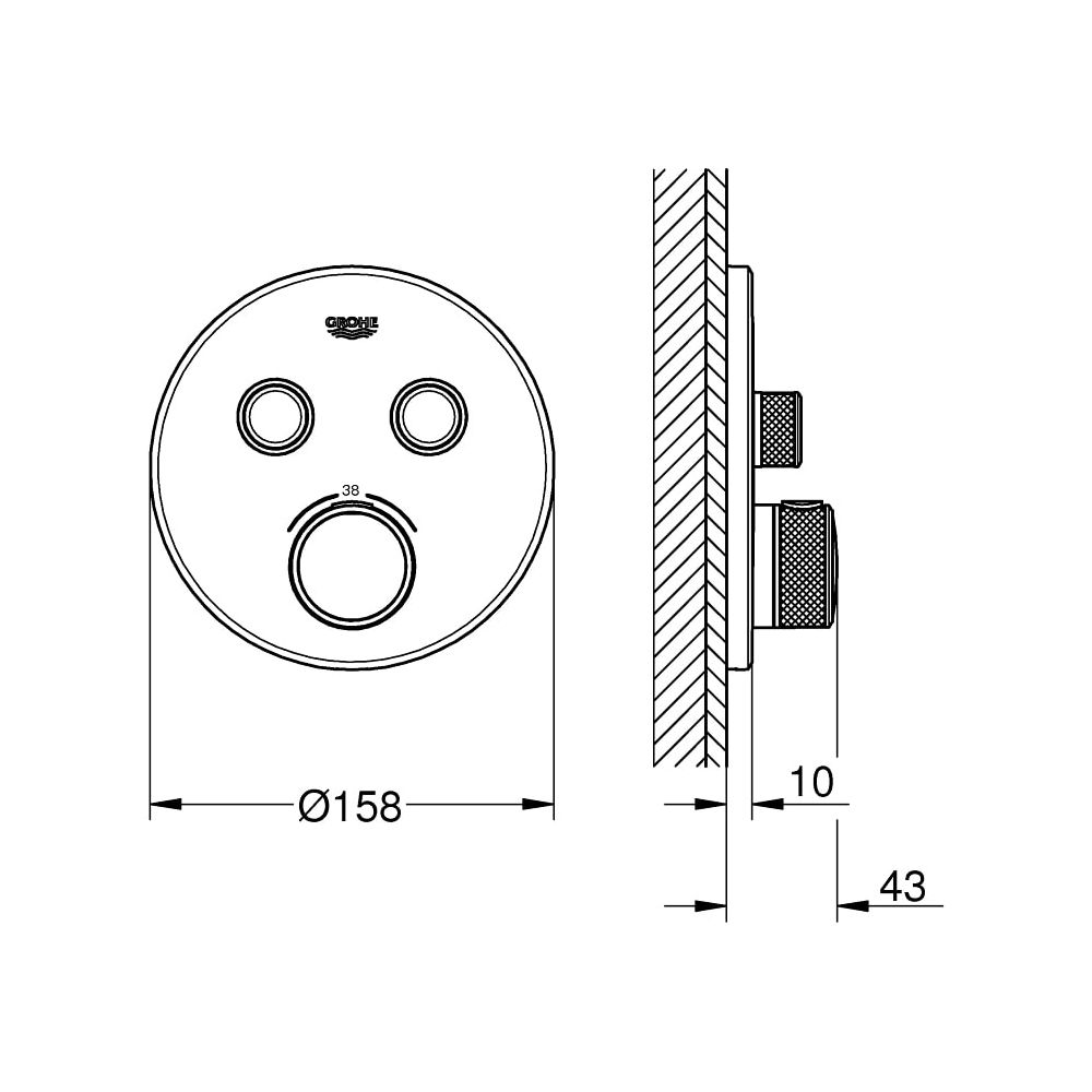 Grohe Grohtherm SmartControl Thermostat mit 2 Absperrventilen hard graphite gebürstet 2... GROHE-29119AL0 4005176455063 (Abb. 4)