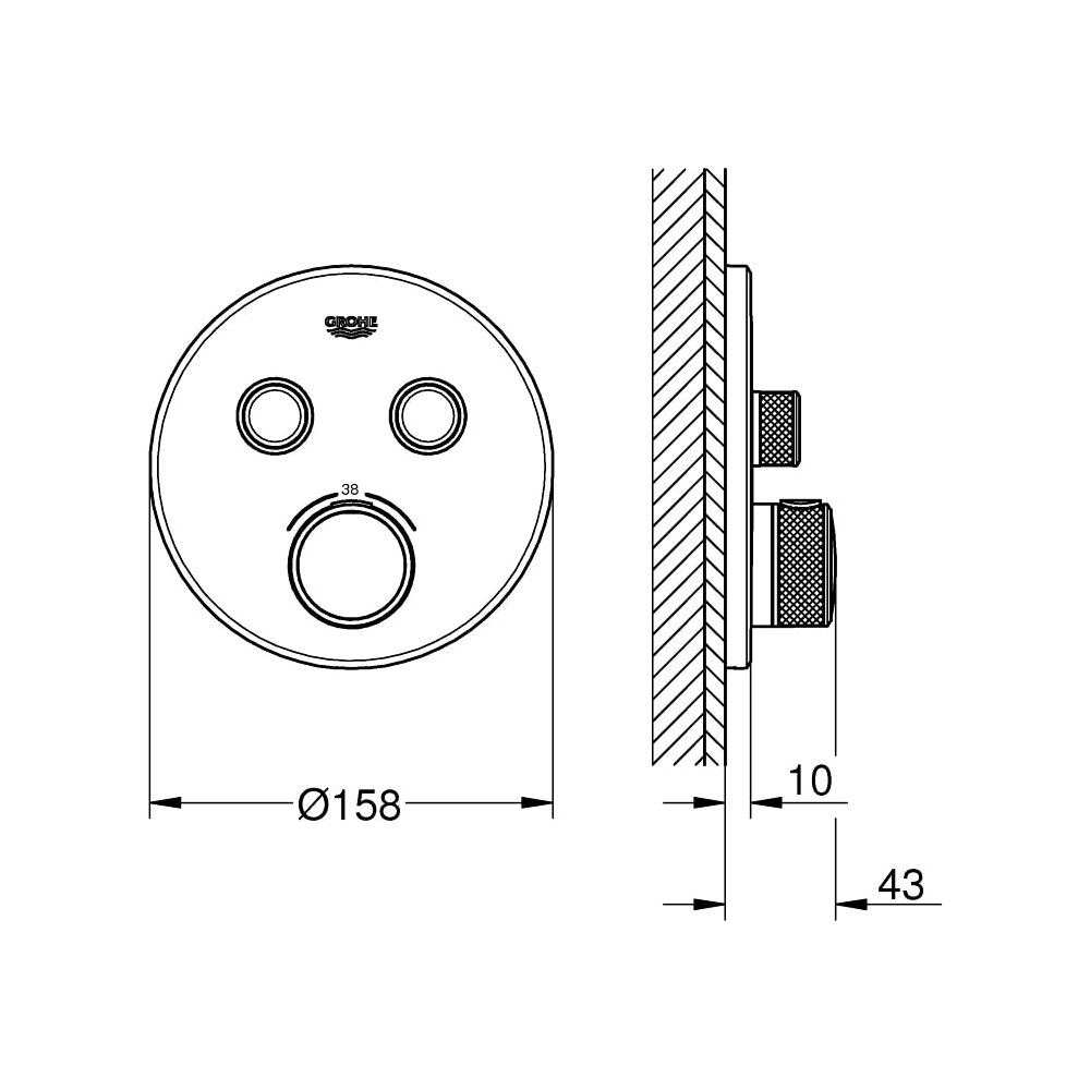 Grohe Grohtherm SmartControl Thermostat mit 2 Absperrventilen warm sunset gebürstet 291... GROHE-29119DL0 4005176493072 (Abb. 3)