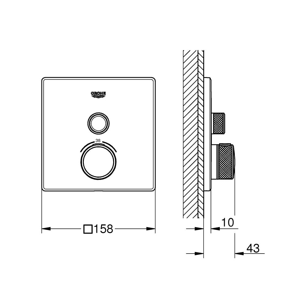 Grohe Grohtherm SmartControl Thermostat mit 1 Absperrventil hard graphite gebürstet 291... GROHE-29123AL0 4005176558061 (Abb. 3)