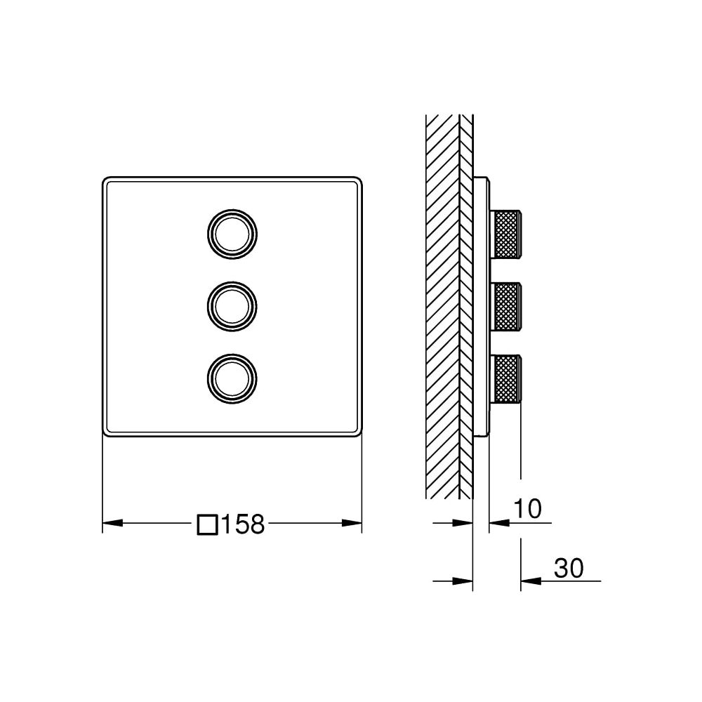 Grohe Grohtherm SmartControl 3-fach Unterputzventil hard graphite 29127A00... GROHE-29127A00 4005176558375 (Abb. 3)