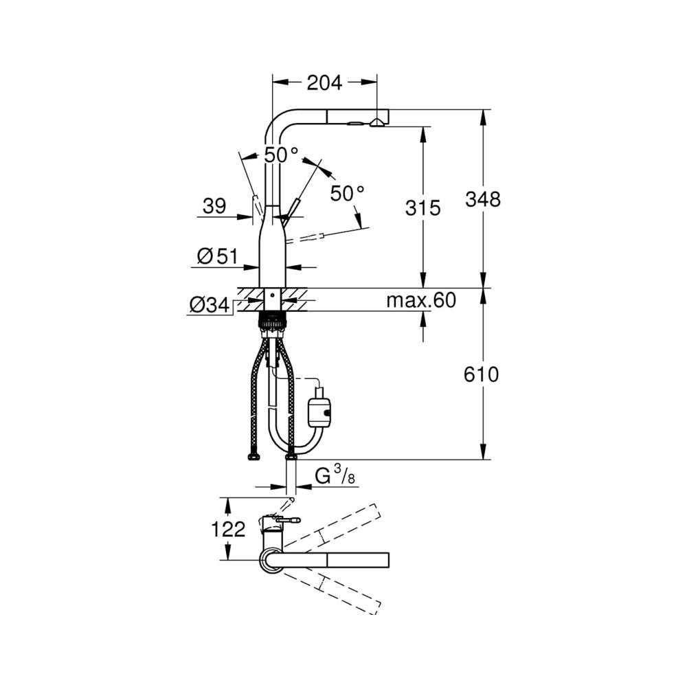 Grohe Essence Einhand-Spültischbatterie 1/2" warm sunset gebürstet 30504DL0... GROHE-30504DL0 4005176720147 (Abb. 4)