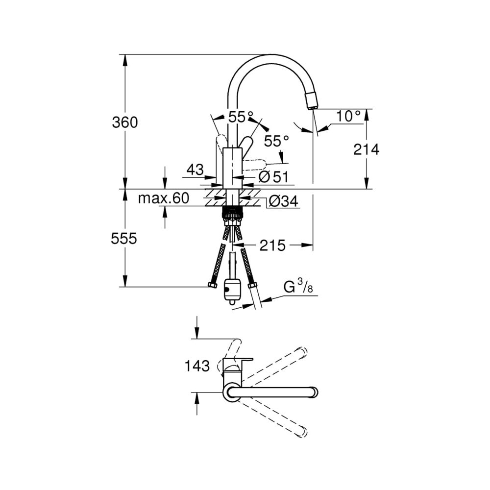 Grohe Eurostyle Cosmopolitan Einhand-Spültischbatterie 1/2" chrom 31126004... GROHE-31126004 4005176466977 (Abb. 5)