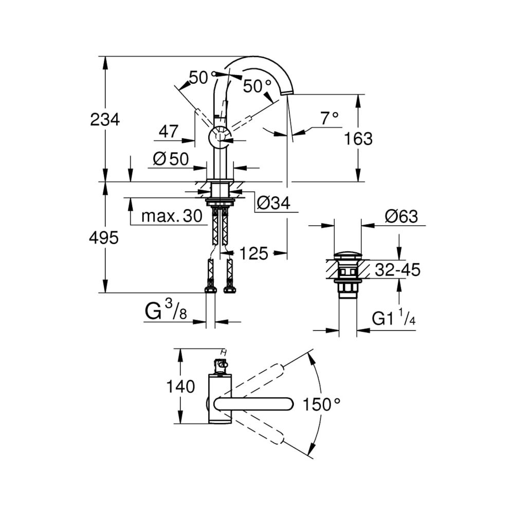 Grohe Atrio Einhand-Waschtischbatterie 1/2" M-Size chrom 32043003... GROHE-32043003 4005176454479 (Abb. 4)