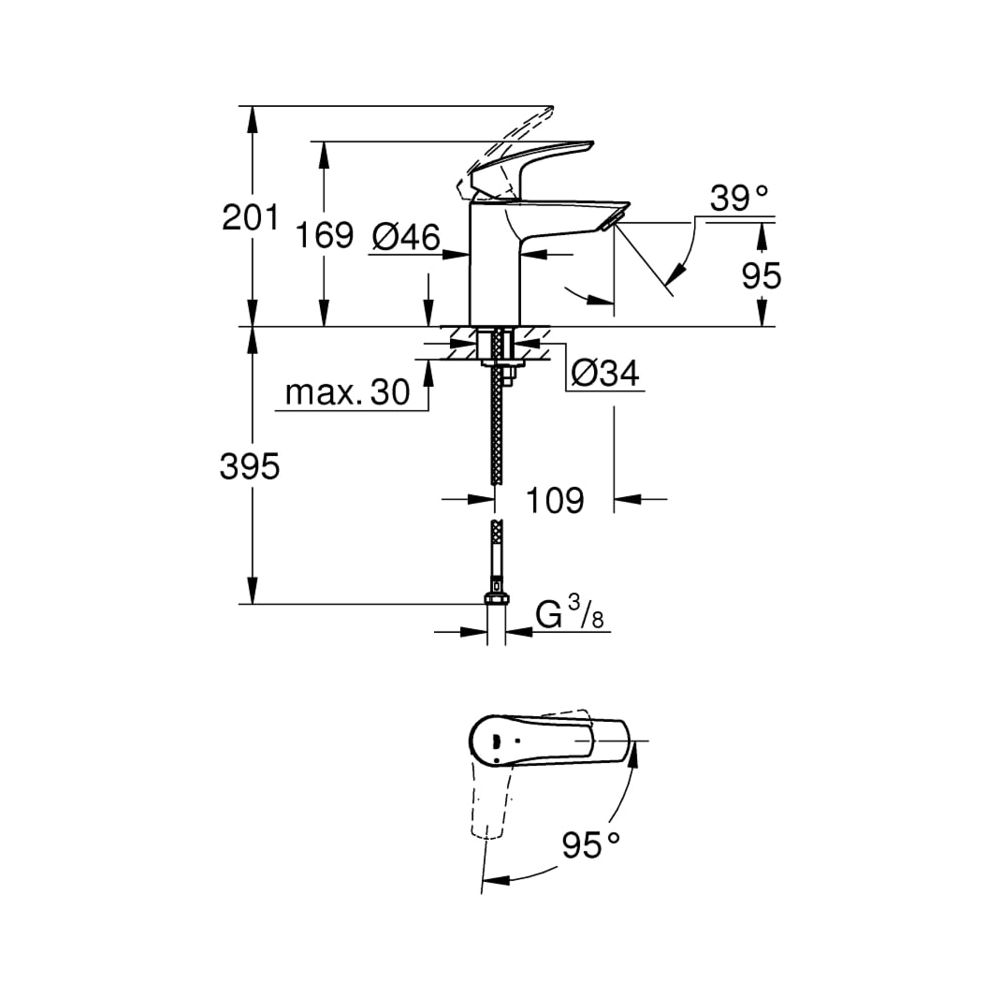 Grohe Eurosmart Einhand-Waschtischbatterie 1/2" S-Size chrom 32154003... GROHE-32154003 4005176613258 (Abb. 5)