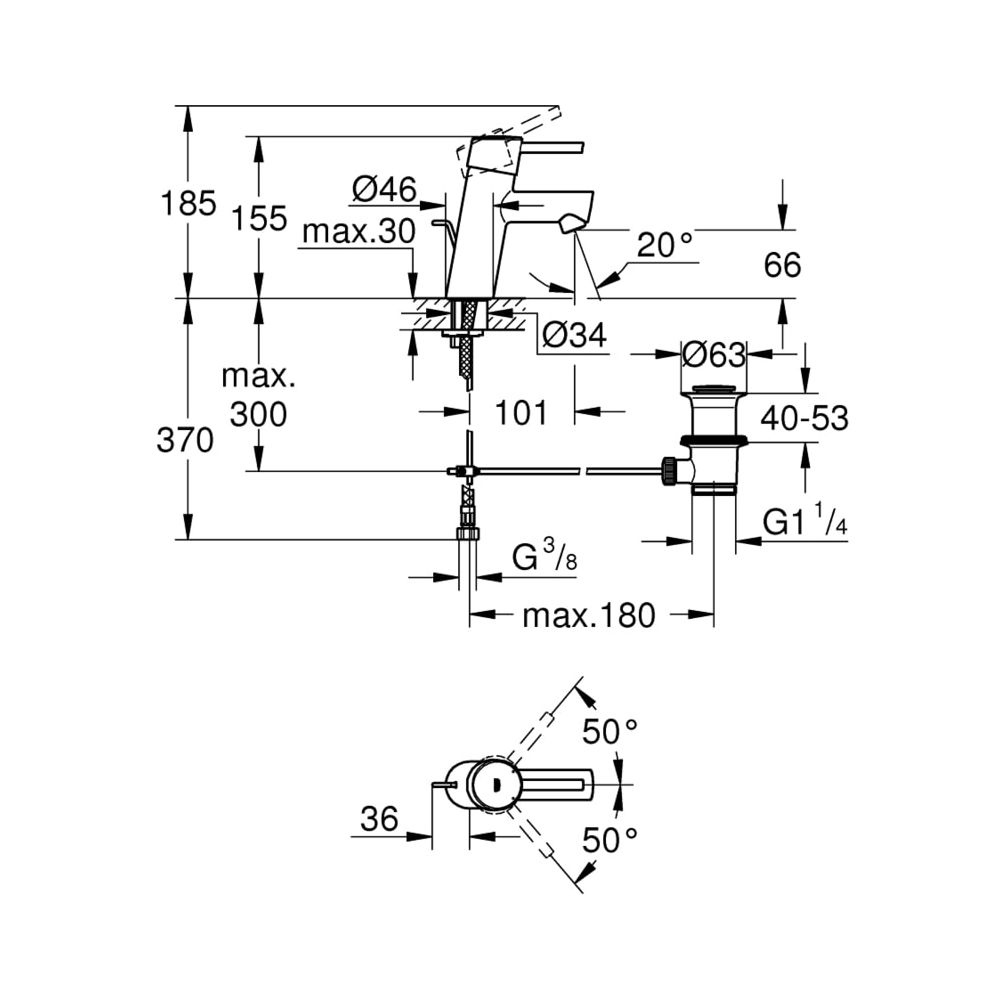 Grohe Concetto Einhand-Waschtischbatterie 1/2" S-Size chrom 3220410E... GROHE-3220410E 4005176887345 (Abb. 5)