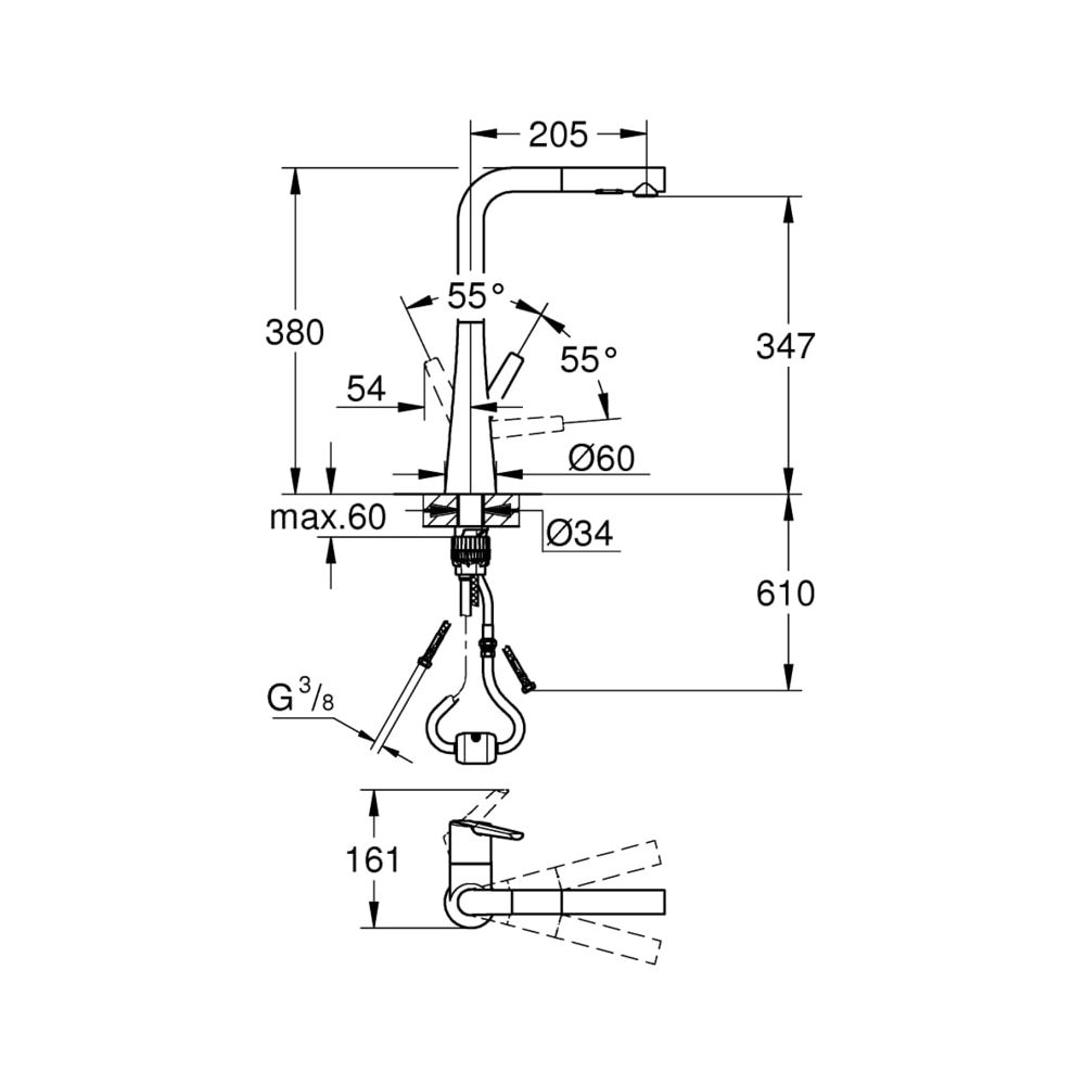 Grohe Zedra Einhand-Spültischbatterie 1/2" chrom 32553002... GROHE-32553002 4005176466649 (Abb. 7)