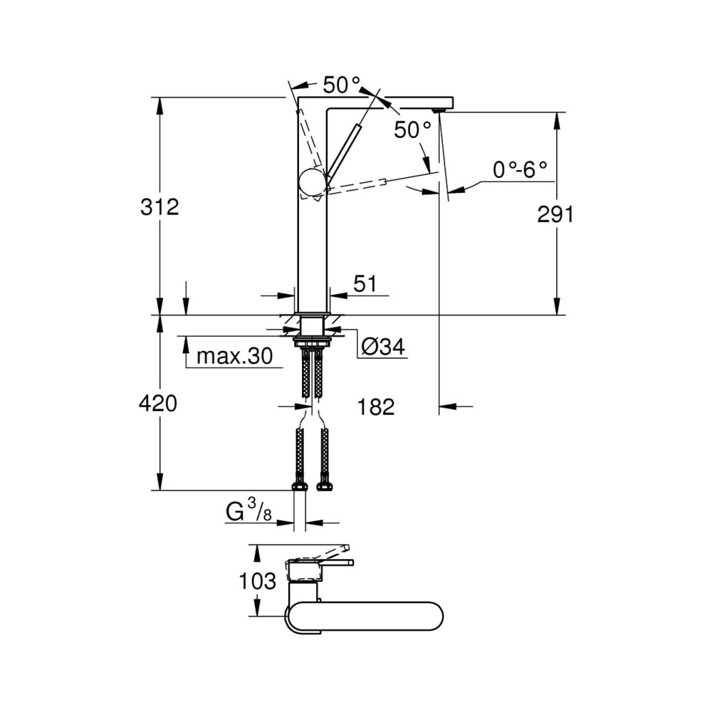 Grohe Plus Einhand-Waschtischbatterie 1/2" XL-Size 32618DC3... GROHE-32618DC3 4005176574092 (Abb. 8)