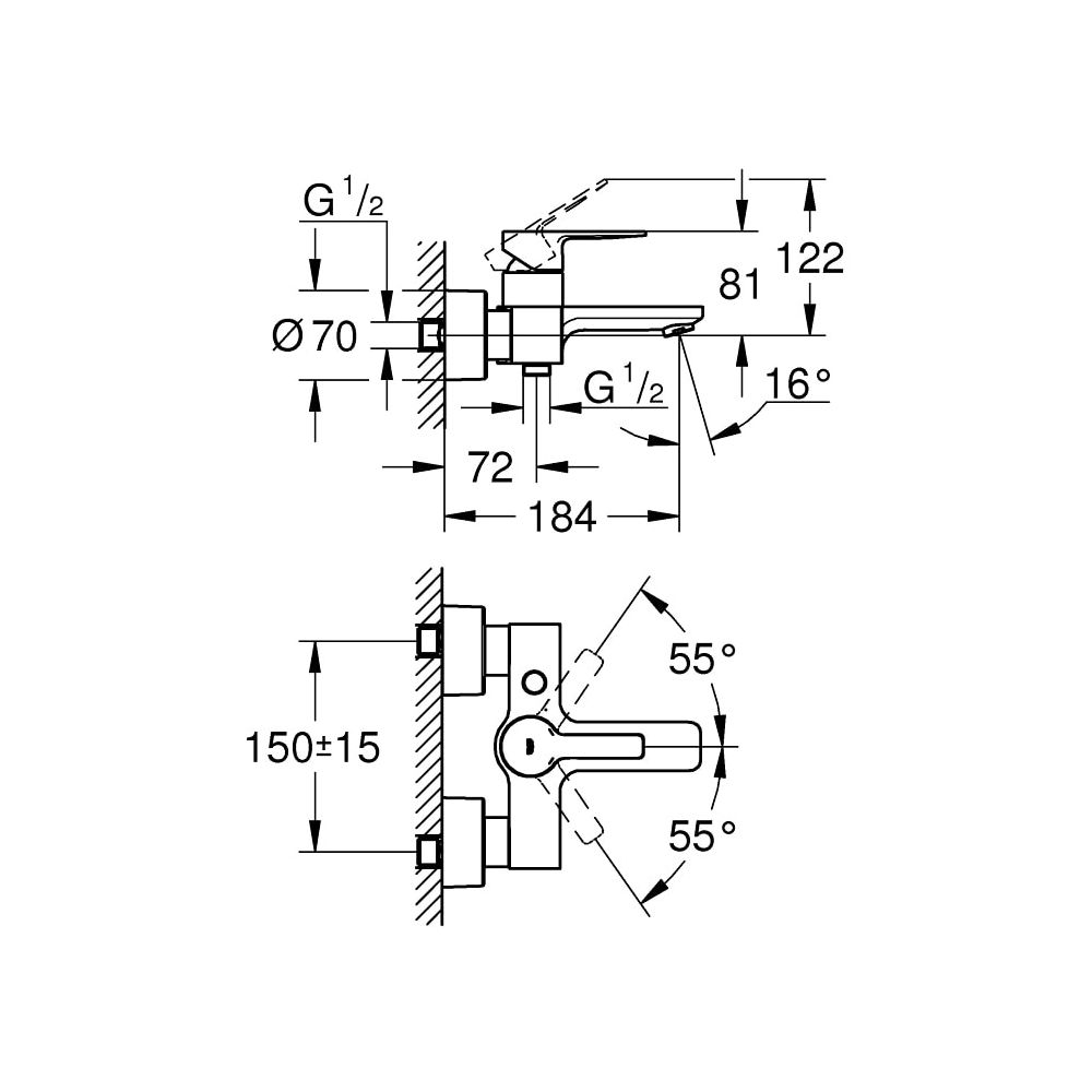 Grohe Lineare Einhand-Wannenbatterie 1/2" hard graphite gebürstet 33849AL1... GROHE-33849AL1 4005176586200 (Abb. 3)