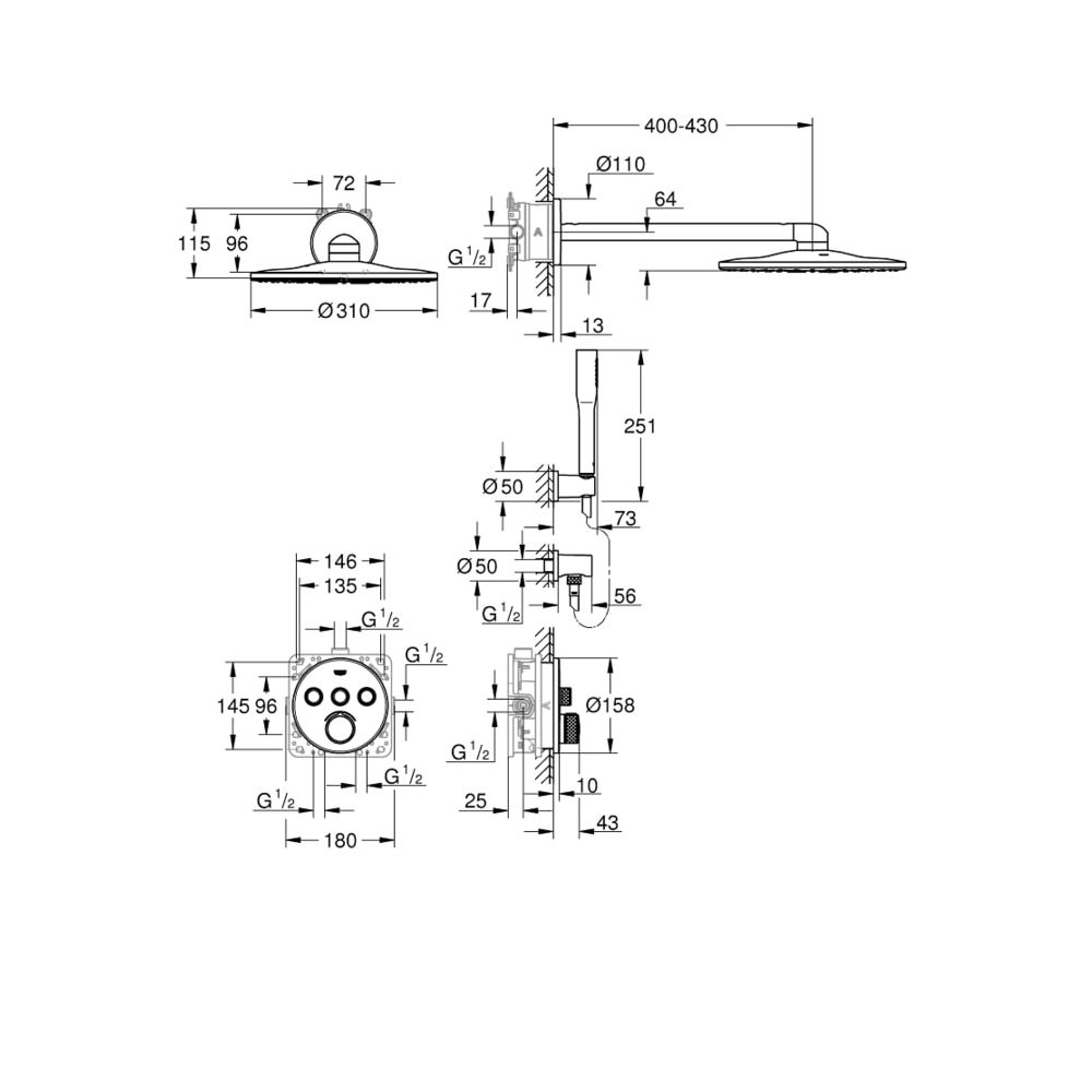 Grohe SmartControl Duschsystem Unterputz chrom 34709000... GROHE-34709000 4005176413803 (Abb. 7)