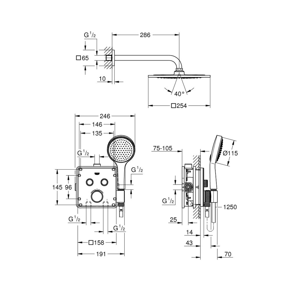 Grohe Grohtherm SmartControl Duschsystem Unterputz chrom 34742000... GROHE-34742000 4005176484094 (Abb. 5)