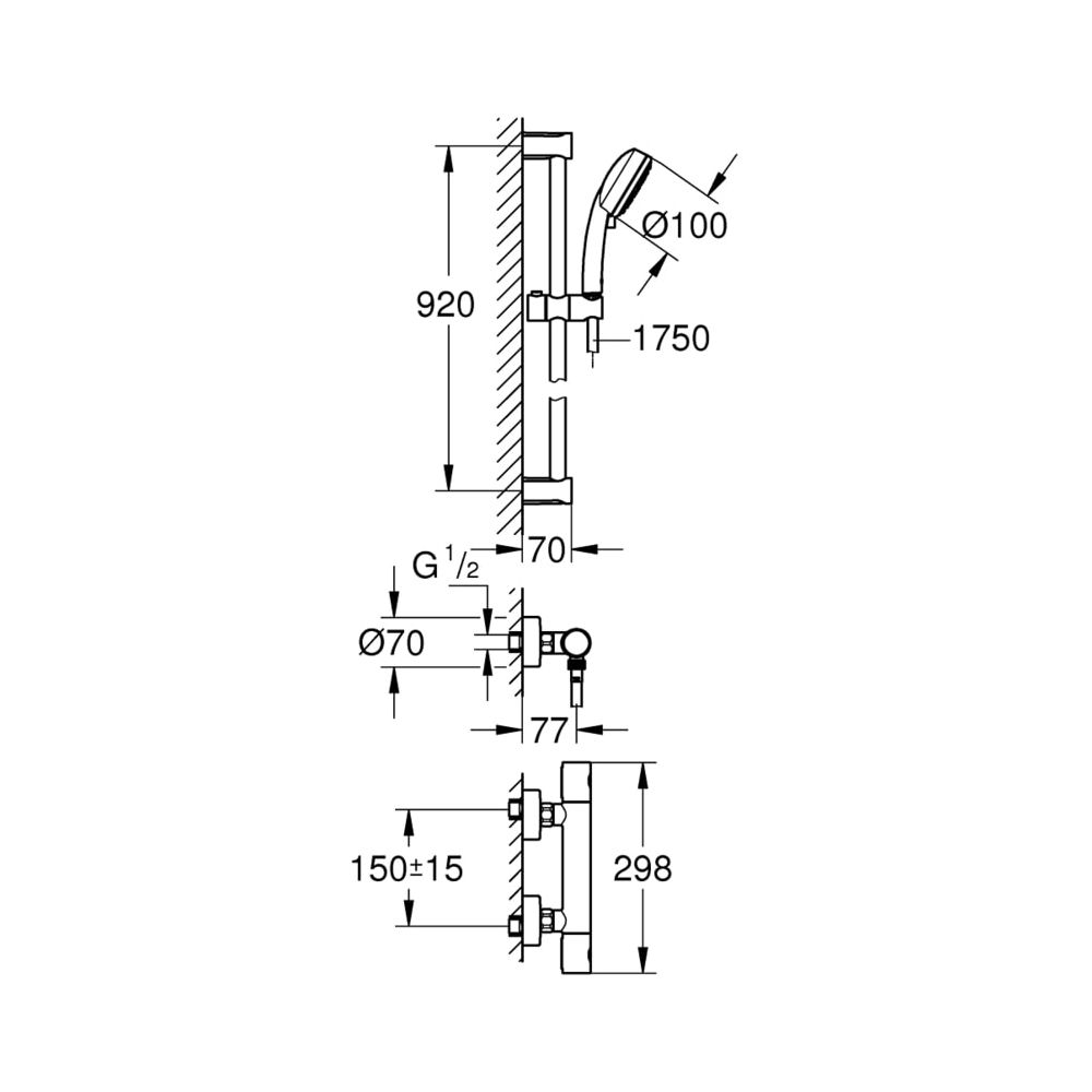 Grohe Grohtherm 800 Cosmopolitan Thermostat-Brauseset 1/2" chrom 34769000... GROHE-34769000 4005176612060 (Abb. 5)