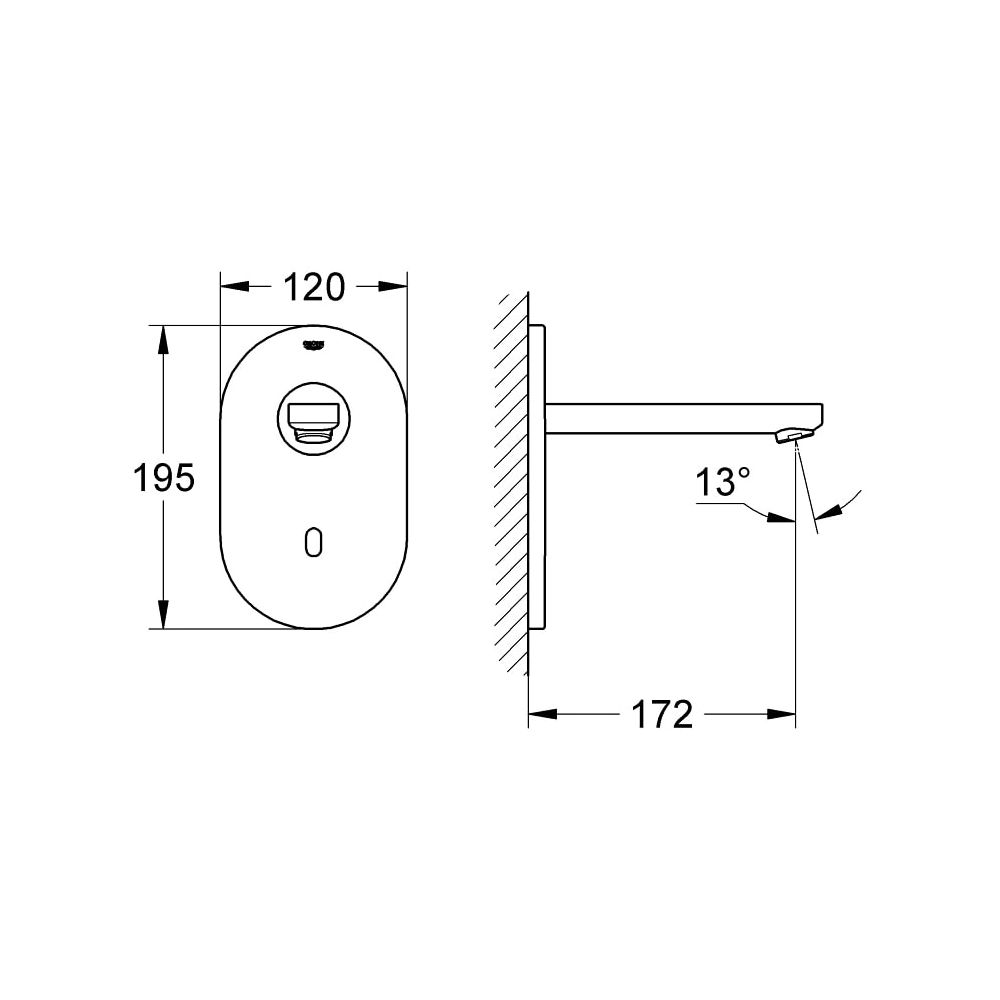 Grohe Euroeco Cosmopolitan E Bluetooth Infrarot-Elektronik ohne Mischung chrom... GROHE-36410000 4005176320545 (Abb. 3)