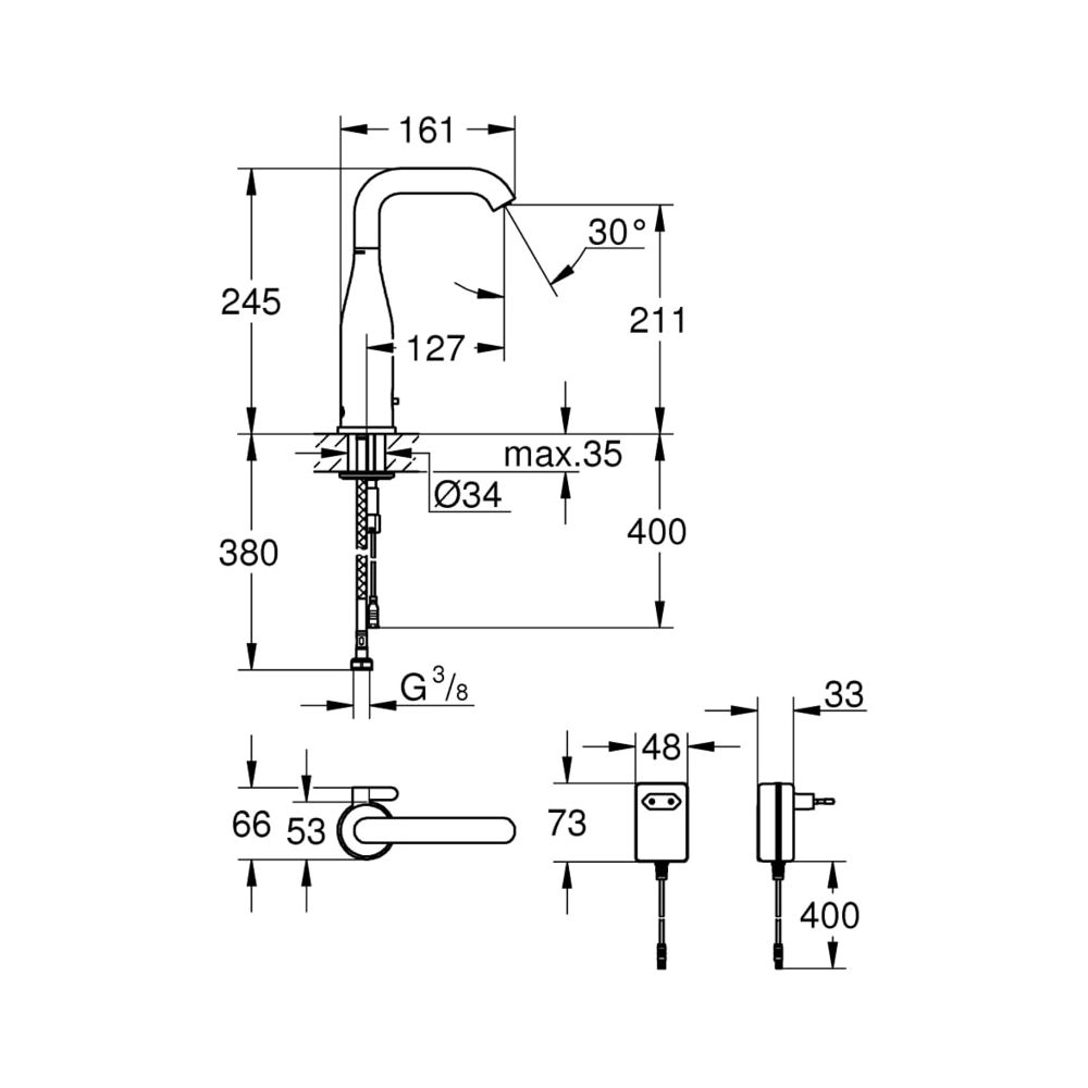 Grohe Essence E Infrarot-Elektronik für Waschtisch 1/2" mit Mischung und Temperaturbegr... GROHE-36444000 4005176415661 (Abb. 9)