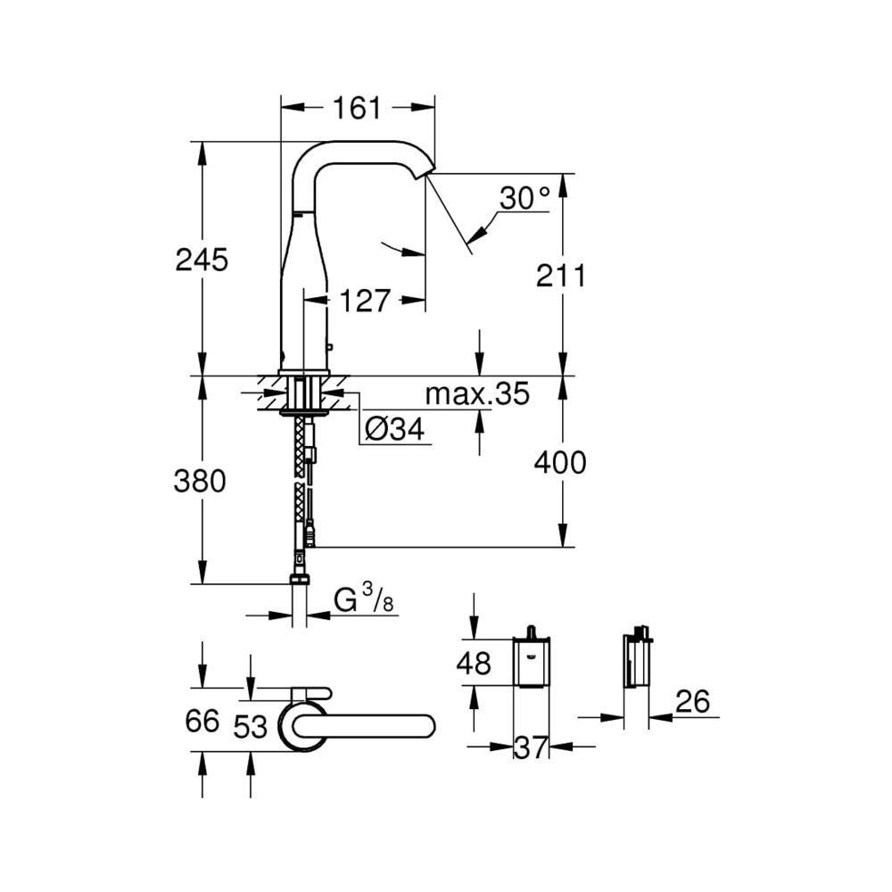 Grohe Essence E Infrarot-Elektronik für Waschtisch 1/2" mit Mischung und Temperaturbegr... GROHE-36445DA0 4005176686573 (Abb. 6)