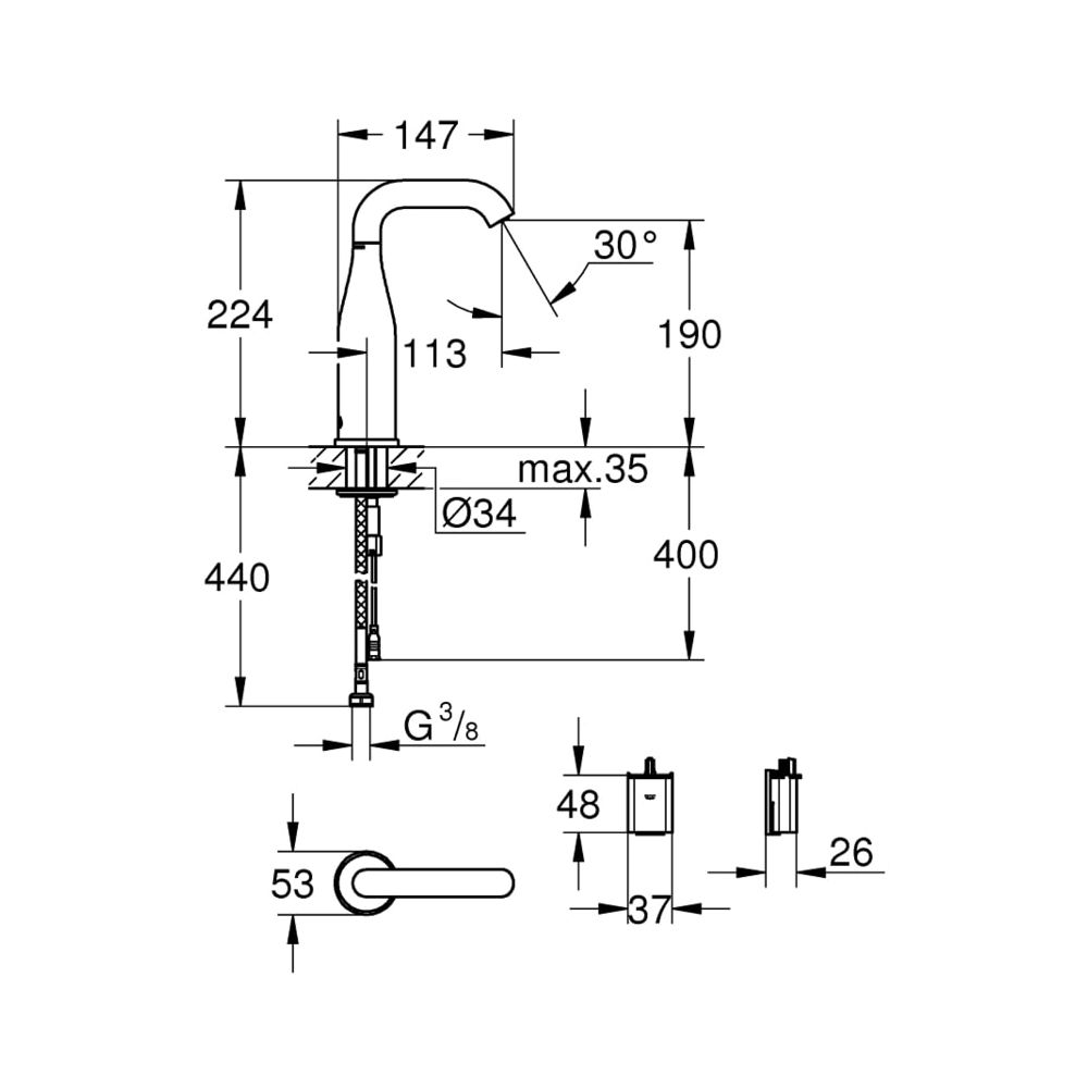 Grohe Essence E Infrarot-Elektronik für Waschtisch 1/2" ohne Mischung chrom 36446000... GROHE-36446000 4005176415685 (Abb. 5)