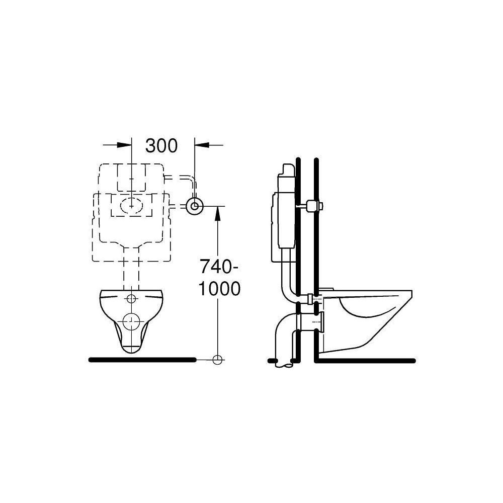 Grohe Pneumatik-Betätigung chrom Druckknopfbetätigung mit Rosette 100 mm... GROHE-37060000 4005176142901 (Abb. 9)