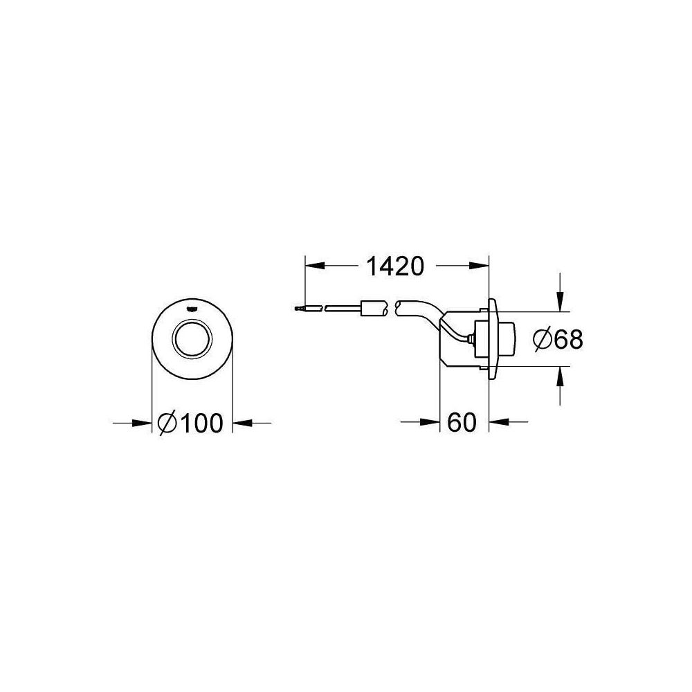 Grohe Pneumatik-Betätigung chrom Druckknopfbetätigung mit Rosette 100 mm... GROHE-37060000 4005176142901 (Abb. 2)