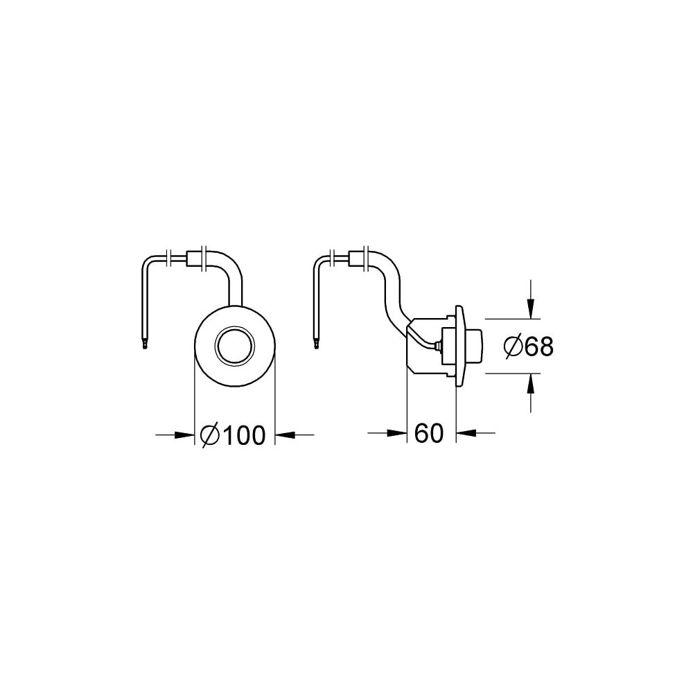 Grohe Pneumatik-Betätigung chrom Druckknopfbetätigung mit Rosette 100 mm... GROHE-37060000 4005176142901 (Abb. 7)