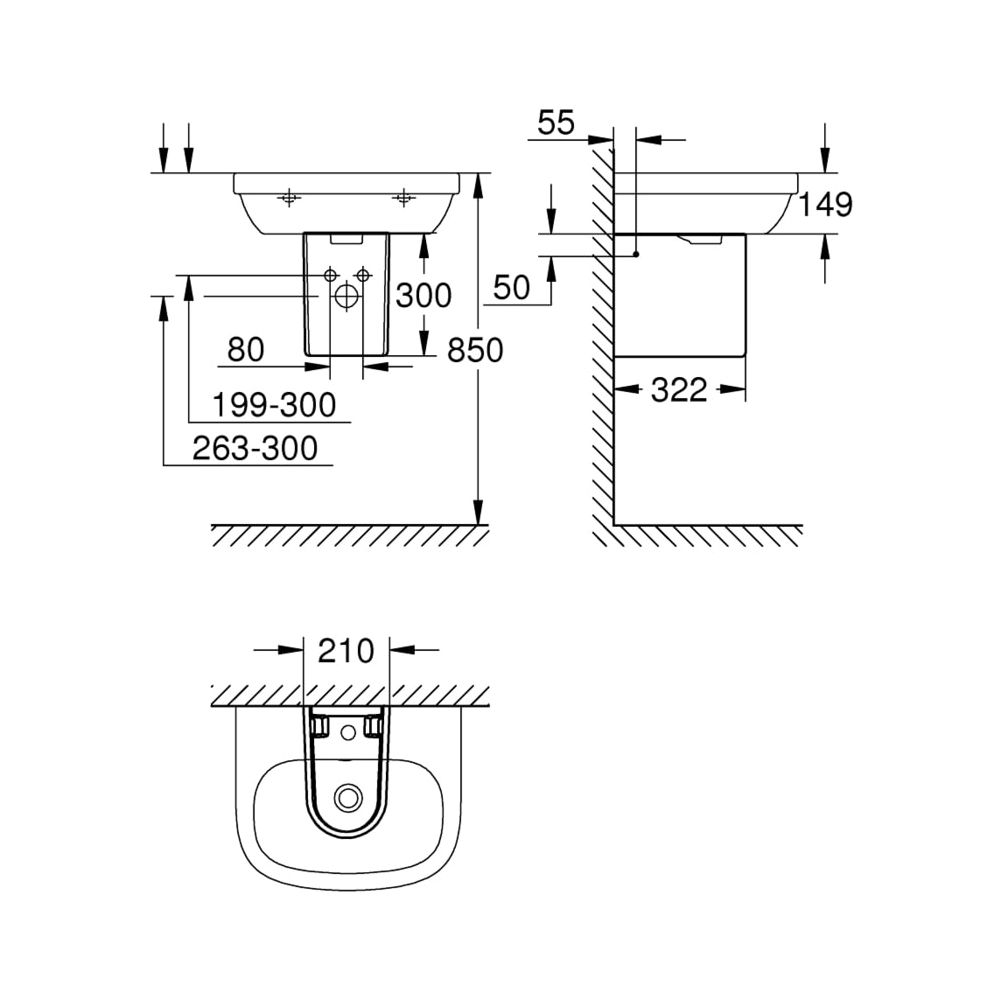 Grohe Halbsäule Euro Keramik für Waschtisch Alpinweiß... GROHE-39201000 4005176344947 (Abb. 4)