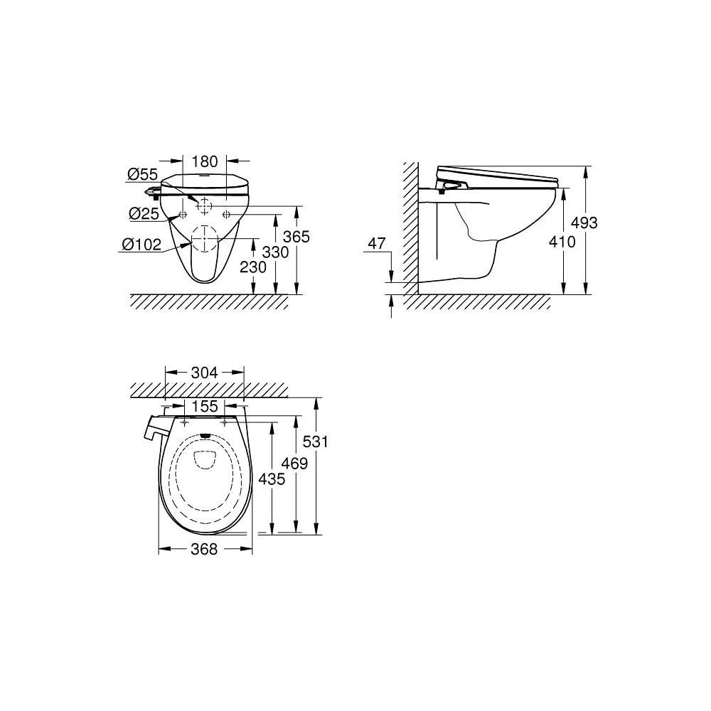 Grohe Bau Keramik Dusch-WC Aufsatz 2-in-1 Set wandhängend alpinweiß 39651SH0... GROHE-39651SH0 4005176575327 (Abb. 5)