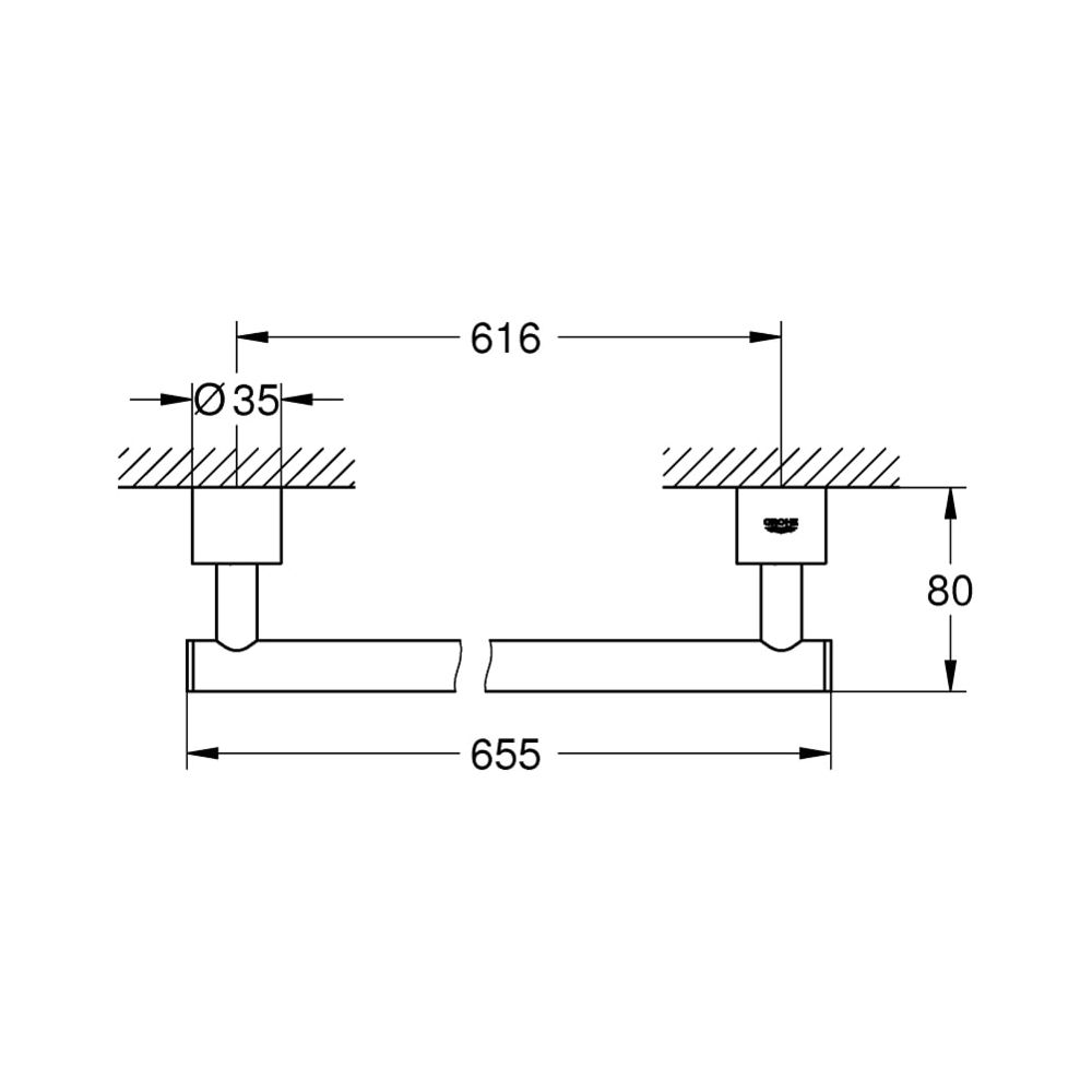 Grohe Atrio Badetuchhalter chrom 650 mm aus Metall, verdeckte Befestigung... GROHE-40309003 4005176462511 (Abb. 4)