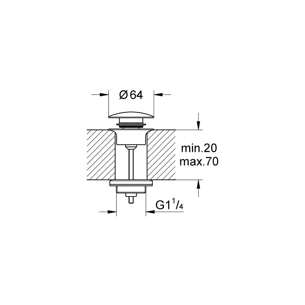 Grohe Ablaufgarnitur mit Druckstopfen hard graphite gebürstet 65807AL0... GROHE-65807AL0 4005176467714 (Abb. 4)