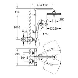 GROHE Vitalio Start System 250 Cube Duschsystem mit Thermostatbatterie chrom QuickFix 2... GROHE-26696000 4005176580833 (Abb. 1)