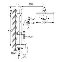 GROHE Vitalio Start System 250 Cube Flex Duschsystem mit Umstellung chrom QuickFix 2669... GROHE-26698000 4005176580857 (Abb. 1)