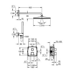 Grohe Precision Cube Unterputz Duschsystem Vitalio Rain Mono 310 Cube eckig Kopfbrause-... GROHE-34879000 4005176791413 (Abb. 1)