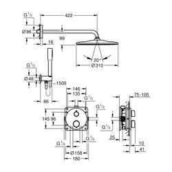 Grohe Precision Thermostat Unterputz Duschsystem Vitalio Rain Mono 310 Einbaubox, Braus... GROHE-34880000 4005176791420 (Abb. 1)