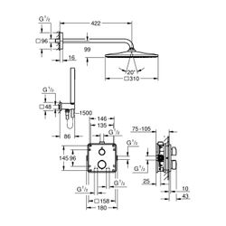 Grohe Precision Thermostat Unterputz Duschsystem Vitalio Rain Mono 310 Cube eckig Kopf-... GROHE-34881000 4005176791437 (Abb. 1)