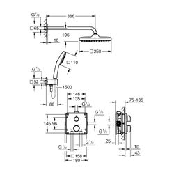 Grohe Precision Thermostat Unterputz-Duschsystem Vitalio Comfort 250 2 Strahlarten Einb... GROHE-34882000 4005176791444 (Abb. 1)