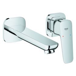 Grohe Cubeo 2-Loch-Waschtischbatterie, Wandmontage, Fertigmontageset, Ausladung 183mm... GROHE-1017880000 4067393011934 (Abb. 1)